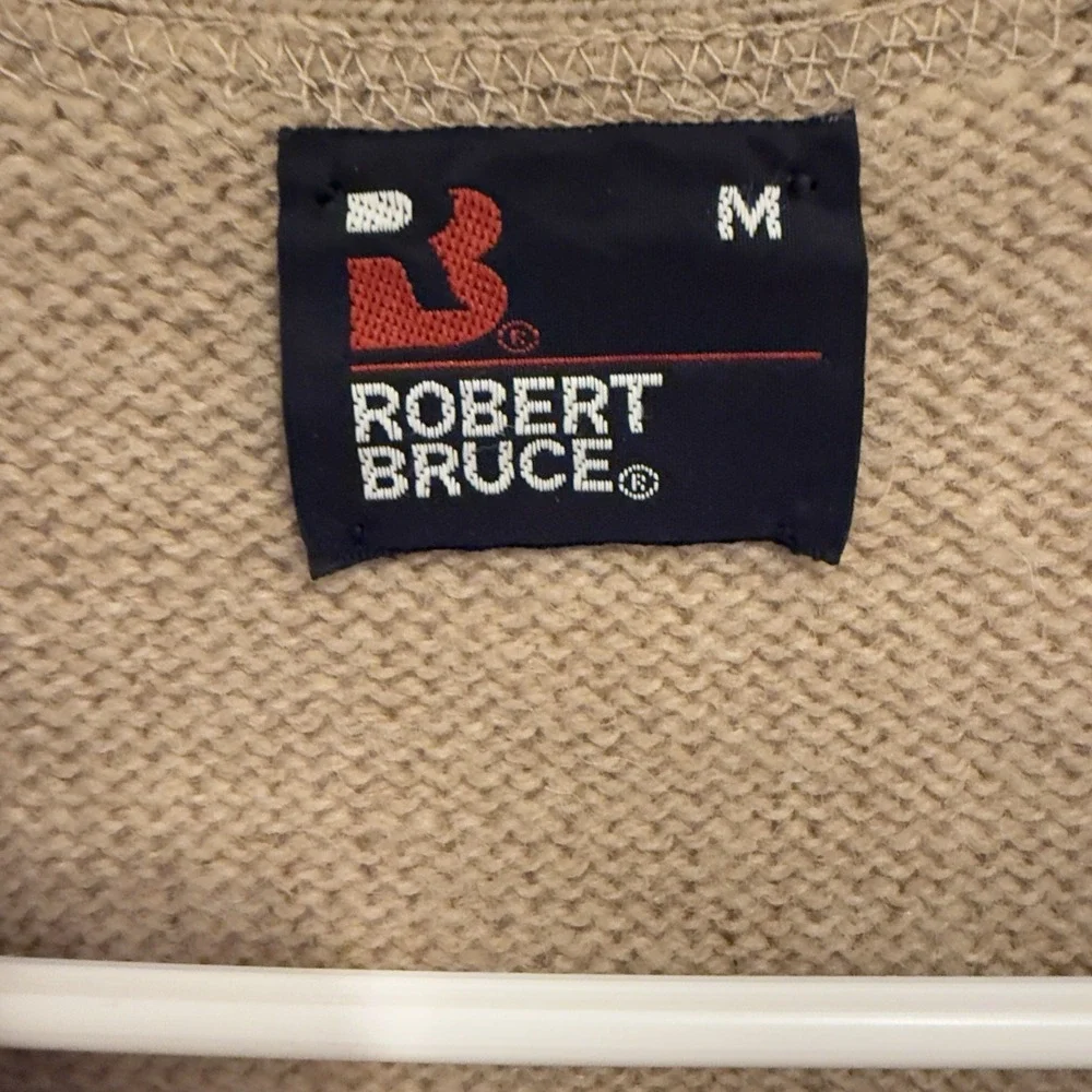 Robert Bruce Men's Vintage Tan Wool Blend Button Sweater Vest Size Medium